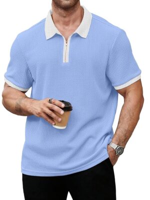 2 Men's Waffle Knit T-Shirt, Short Sleeve