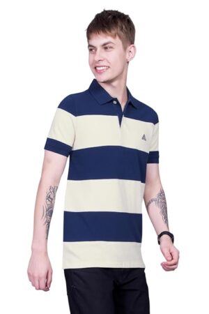 Mens Cotton Striped T-Shirt with Wide Stripes, Half Sleeve