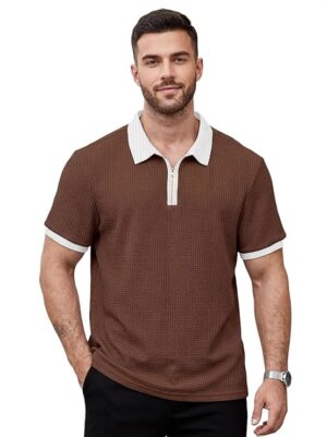 3 KAJARU Men's Waffle Knit T-Shirt, Short Sleeve